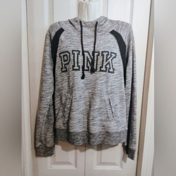 PINK Victoria's Secret Gray and Black Hoodie - Picture 1 of 14